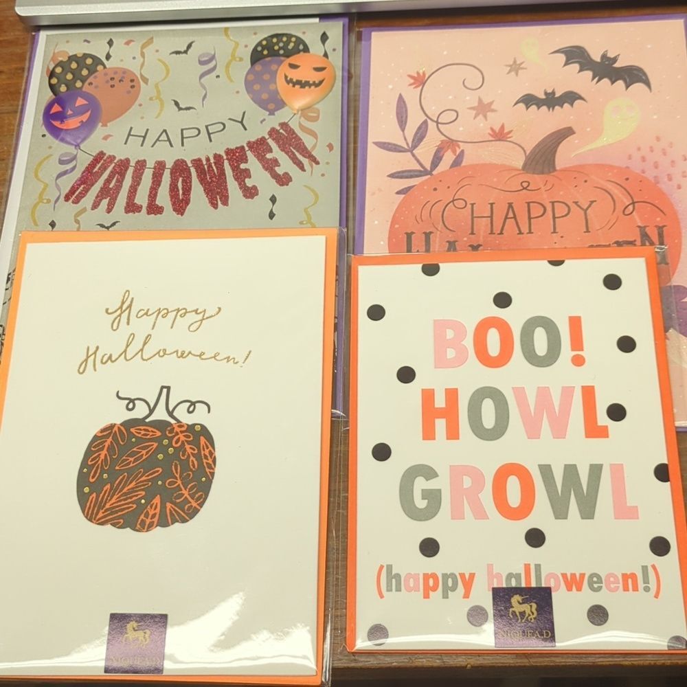 4 Niquea.D Halloween Greeting Cards 3D Pumpkins, ghosts, bats nice not scary